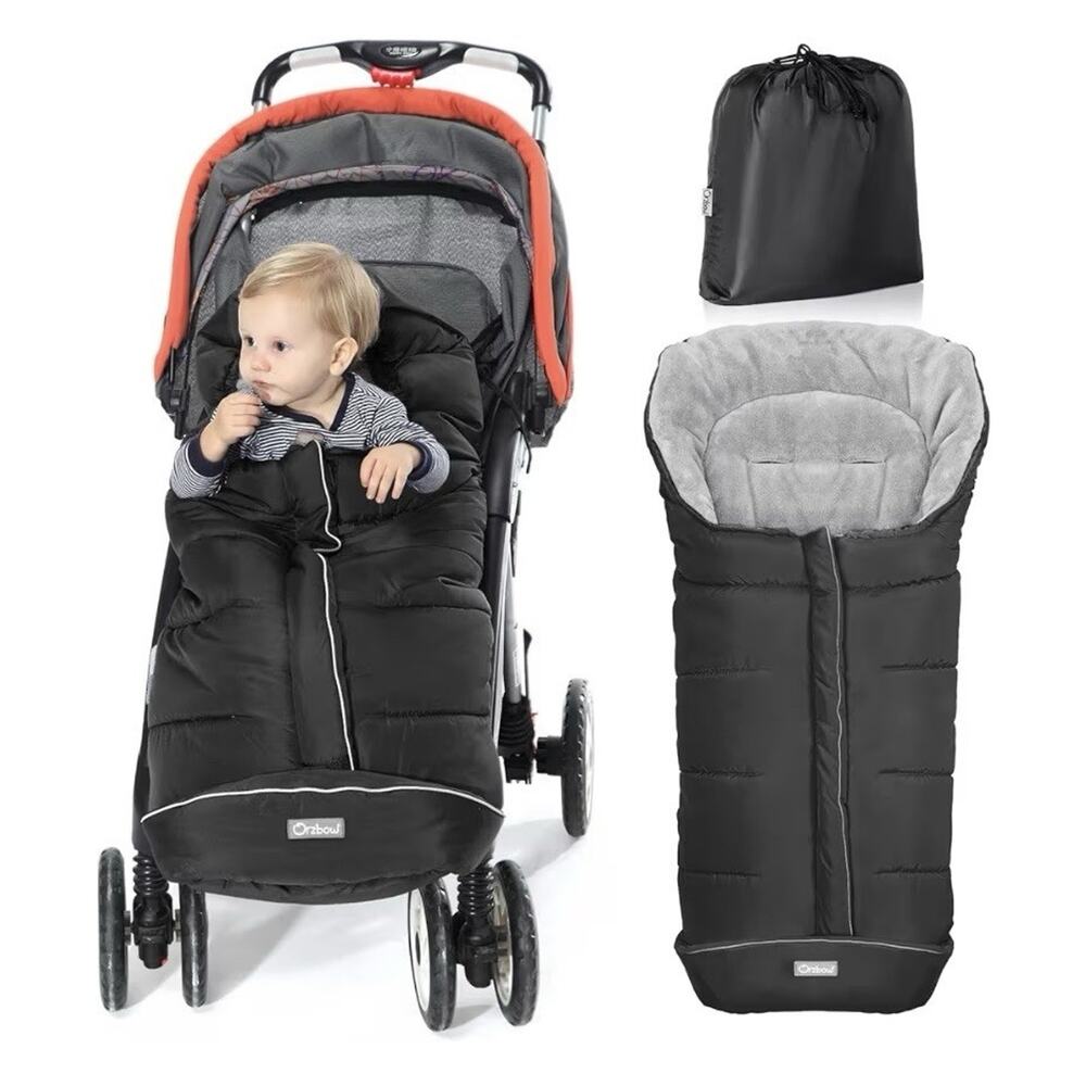 Orzbow Universal Stroller Footmuff Winter Toddler Bunting Bag Waterproof Black